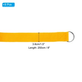 PATIKIL Yoga Strap for Stretching 8 Feet, 6Pcs Cotton Yoga Belt with Adjustable Metal D-Ring Buckle Stretch Bands for Fitness Pilates, Yellow