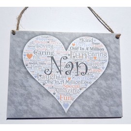 HmHome Wooden plaque - Nan fun caring loving amazing ect. birthday christmas retirement gift plaque