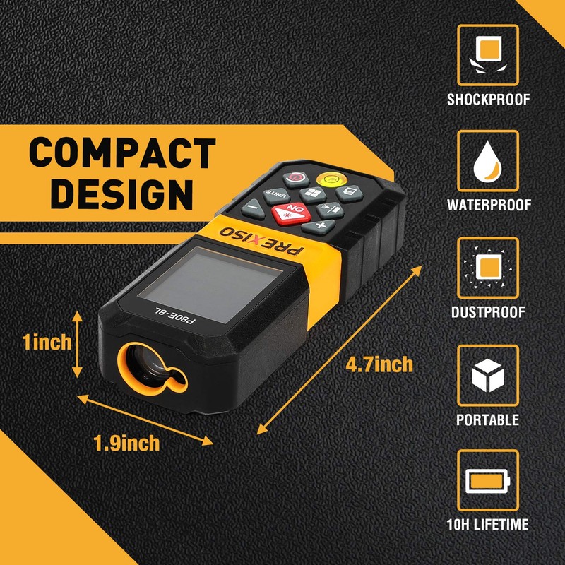 PREXISO Laser Measure, 265Ft Rechargeable Laser Distance Meter with Multi-Measurement