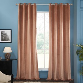 Deco Window Semi-Blackout Curtains for Bedroom 90 Inch Long for Room Darkening & Living Room Decor (Peach, 52 Inch Wide x 90 Inch Height, 2 Panels)