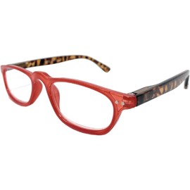 Incredible Bargains The Magnolia Rectangle Half Frame Reading Glasses, Half Rim Readers + 1.25 Red