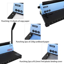Rayson TD-132 Binding Machine Punch 12 Sheets/Bind 120 Sheets with Sturdy Metal Construction