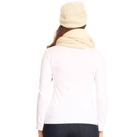 Sakkas 16139 - Balencia Cool Girl Long Wide Soft Fur Lined Infinity Scarf Beanie Hat Set - Beige - OS