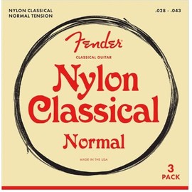 Fender Nylon Acoustic Strings, 100 Clear/Silver, Tie End, Gauges .028-.043, 3-Pack
