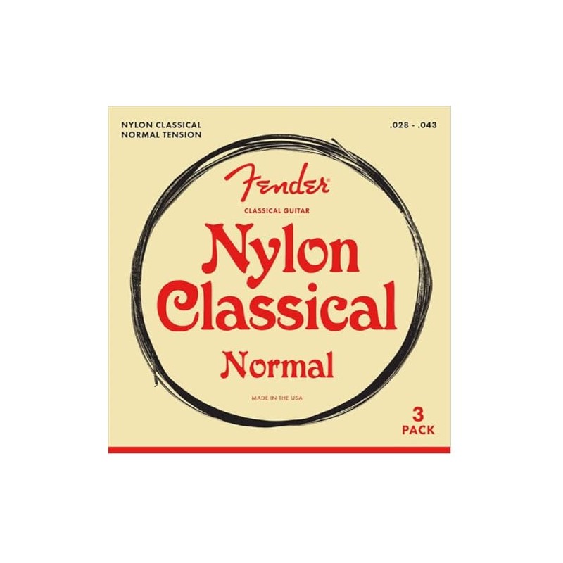 Fender Nylon Acoustic Strings, 100 Clear/Silver, Tie End, Gauges .028-.043,