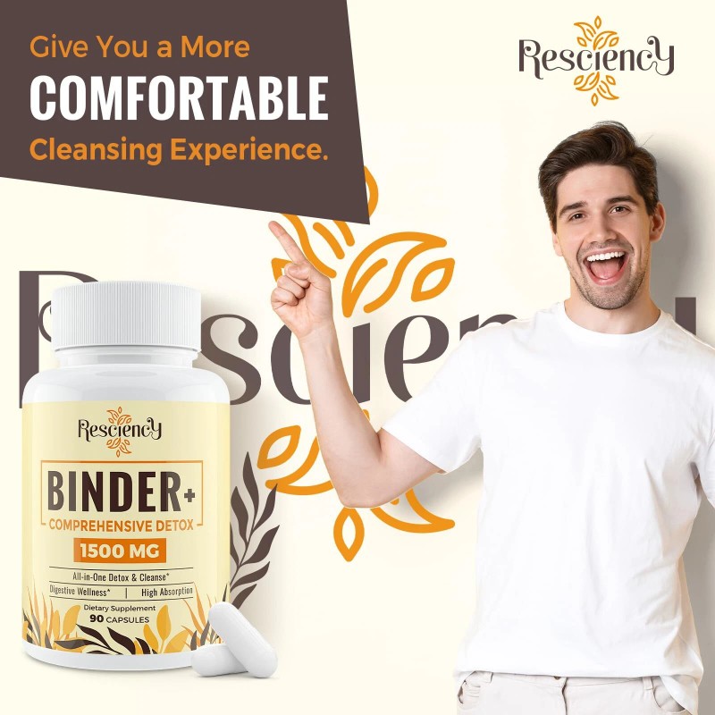 Resciency 1500mg Detox Binder 90 Vegan Capsules Charcoal Zeolite Bentonite