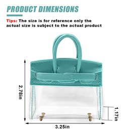 DUSCOKE Mini Creative Handbag Car Key Case, Exquisite Transparent Key Chain Holder Bag, Cute Key Fob Keychain Case Small Handbag for Woman Girl (Blue)