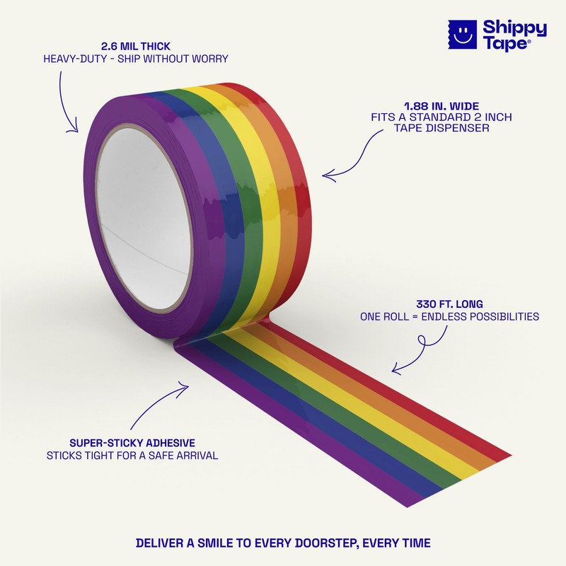 Rainbow Packing and Shipping Tape, Decorative Cute Fun Printed Packaging