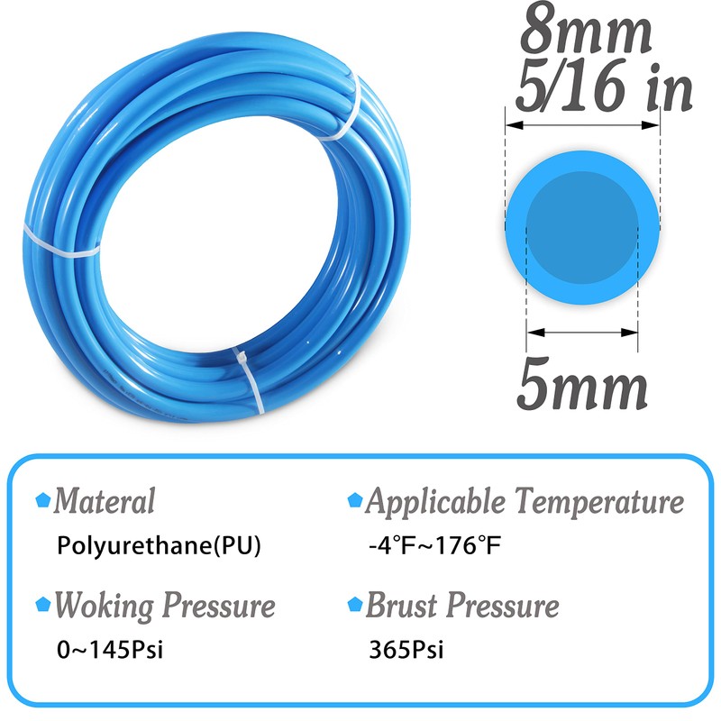MSAEIQUN Pneumatic Tubing Blue Polyurethane PU Air Hose Pipe Tube