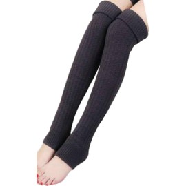 Ree & Mee Long Leg Warmers Cold Weather Protection Warmth Cold Relief Loose Socks Thigh-High Yoga Gym Fitness Golf Toeless Socks School Commute Socks, gray (dark gray), Free size