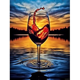 PUAGEMTI Fantasy Wine Glass Art Diamond Painting Kits, Wine Glass Diamond Art for Adults, for Home Wall Decor Bedroom Decor or Gifts 12x16 inch