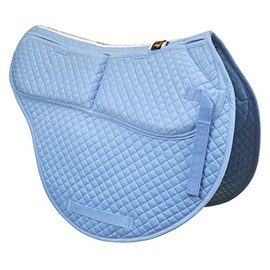 ECP Equine Comfort Products All-Purpose Contoured Correction Saddle Pad with Adjustable Memory Foam Inserts for Custom Support, Non-Slip, Shock Absorbing, 22” Spine, 19.5” Drop, Light Blue