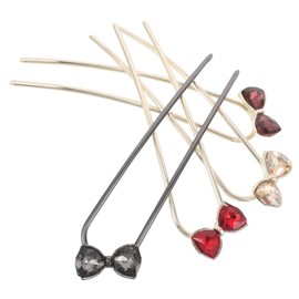 Baluue 4pcs U Shaped Rhinestone Bowknot Hairpins Elegant Chinese Hair Chopsticks for Weddings Proms Formal Events Lightweight Secure Grip Shimmering Hair Accessories for Women