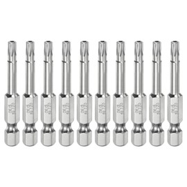 sourcing map 10pcs T20 Security Torx Bit 1/4" Hex Shank 2" Long S2 Steel Magnetic Tamper Resistant Star Bits Screwdriver Torx Head with Hole for Driver Drill Bits Remove Fastening Screws