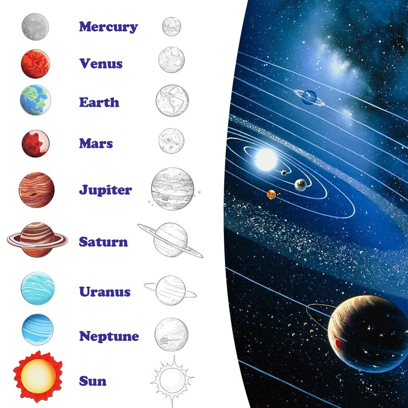 Wooden Solar System Puzzle for Kids, Montessori Toys Movable Planets