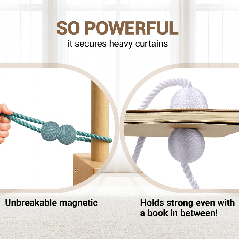 Hion Magnetic Curtain Tiebacks Blue 2pcs, Curtain Holdbacks Hooks Holders
