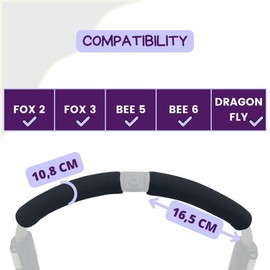 PROTEC TIF | Handlebar Neoprene Foam Covers Compatible with Bugaboo Fox 1, 2 & 3 | BEE 5 & 6 | Dragonfly | to fit Over The Original Covers |