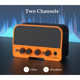 Electric Guitar Amp, Bluetooth 5W Rechargeable Amplifier, Clean &Overdrive Effects 2 Channels with Headphone Output, Small Guitar Amp for Electric Guitars