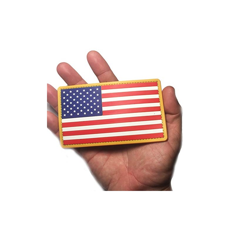 PVC Large 3x5 Inch Color Tactical Us USA Flag (Hook/Loop)