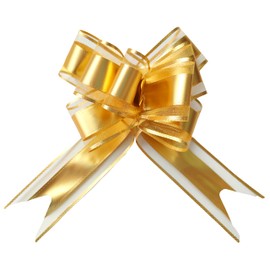 sxvblly Pull Bows for Gift Wrapping 10 PCS Glossy Gold Gift Bows 6 Inch Large Bows for Wedding Basket Birthday Party Gift Boxes and Flower Decorations