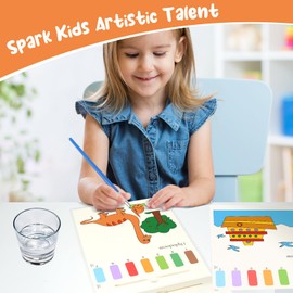 2 Pack Paint with Water Coloring Books Kit - Water Color Painting Paper Arts and Crafts for Toddlers Kids Ages 3 4 5 6 7 8 Year Old - Dinosaur Toys Gifts for Boys (Dinosaur & Transport)