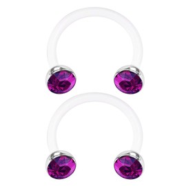 KJM Fashion Bioflex Horseshoe Ear Earrings Transparent 1.2 mm 16 g Pack of 2, Acrylic
