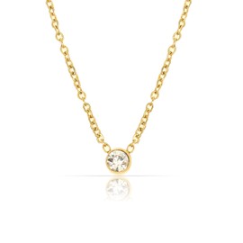 Made by Nami Gemstone Necklace Gold Women's 40 + 5 cm Waterproof Gift for Her, Stainless Steel