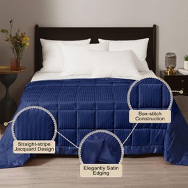 downluxe Weighted Blanket King Size, 18 lb Weighted Blanket with Glass Beads for All Season, Machine Washable Heavy Blanket (Navy, 90 X 108 Inch)