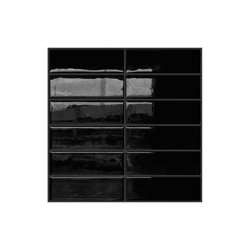 DEWOO Black Rectangle Peel and Stick Subway Backsplash Self Adhesive