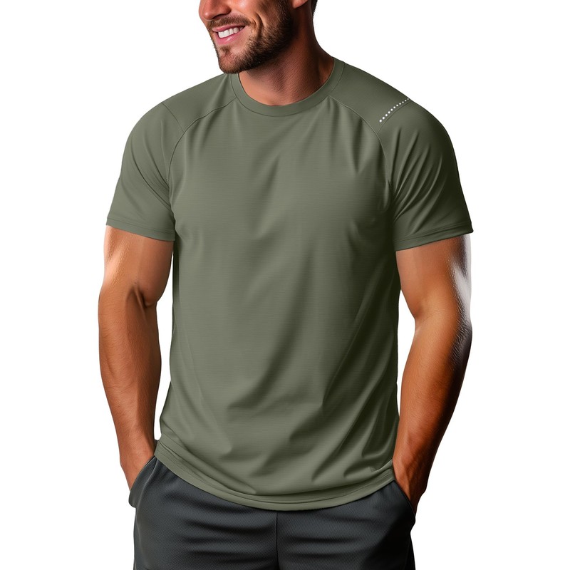 Mens Workout Shirts Quick Dry Short Sleeve Athletic Tee Moisture