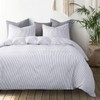 Wake In Cloud - Gray White Striped Comforter Set, Grey