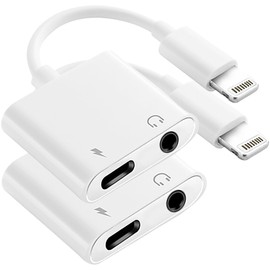 Untvie [Apple MFi Certified] 2 Pack Lightning to 3.5mm Headphone Jack Adapter, 2 in 1 Headphone Adapter Aux Audio and Charger Adapter Dongle Cable Splitter Compatible with iPhone14/13/12/11/XS/XR