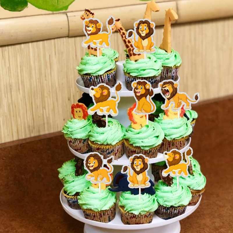Lion Cupcake Topper, Jungle Safari Animal Cupcake Decor - Forest