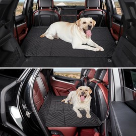 ABE Back Seat Extender for Dogs,Cargo Liner for SUV,Hard Bottom Dog Car Seat Cover for Back Seat,Dog Hammock for Car,Dogs Bed for SUV/Car (Black)