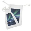 Lunarable Aurora Borealis Fabric Pouch Set of 2, Polar Northern