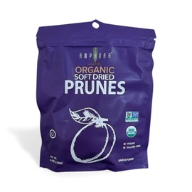 Amphora All Natural Organic Soft Dried Plums gluten free vegan kosher healthy snack prunes dried fruit, 6 Oz Each (Single Pack)