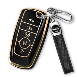 MILD EAST For Ford Key Fob Cover with Keychain, Soft TPU Key Case Shell Full Protection for Ford Explorer Fusion Escape Edge Expedition F150 F250 F350 F450 F550 Maverick Mustang(Black)