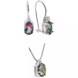 RJ Jewels 1 1/2 CT Ocean Rainbow Topaz & Diamond Sterling Silver Earring,