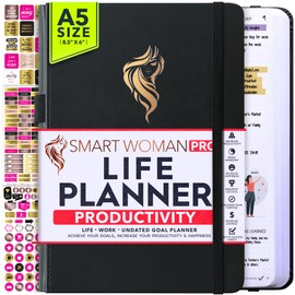 Life Planner - Undated Weekly & Monthly Planner, a 12 Month Journey to Increase Productivity & Happiness, Life Organizer, Gratitude Journal, Financial Planner, Self Care Journal - Horizontal Layout
