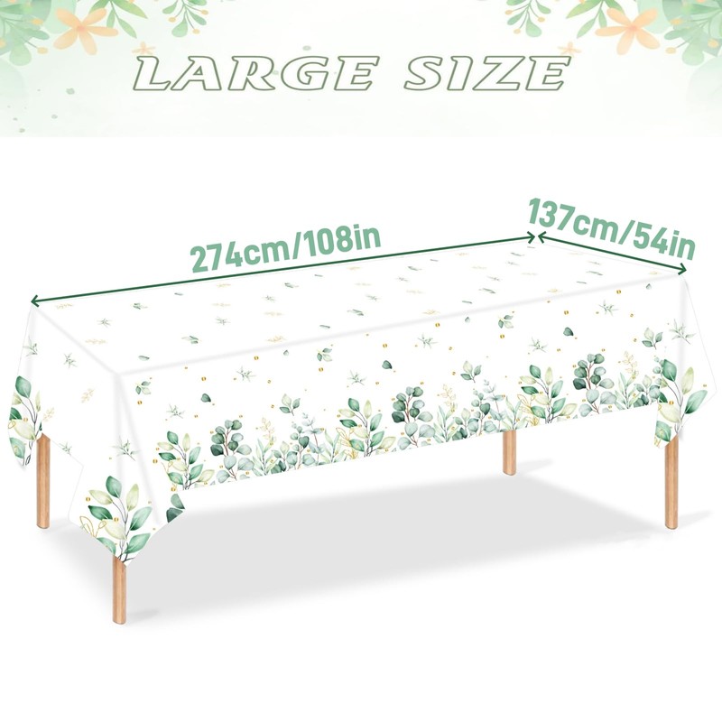 SINGOMON 2PCS Sage Green Table Cloth Plastic Table Cloths Rectangular