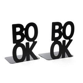 2Pcs Book Word Book Rack Heavy Duty Metal Bookends - Non-Slip Bookends Office Desktop Home Office Supplies Bookshelf for Book Lovers Book Ends (B135-black)