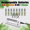 EBL Rechargeable Batteries 8 AA 2300mAh + 8 Bay Charger