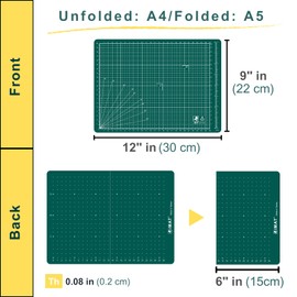 iMAT Flip Cutting Mat Note, A4 (Cm Version), 9"x12" (22x30 Cm), Folding, Suitable for Small Crafts, Making Notebook, Models, and Scrapbooking Project (Ash Grey)