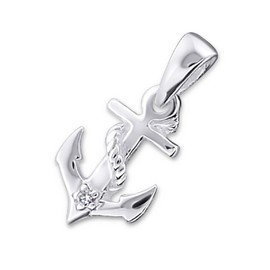 Laimons Women's Anchor Pendant 20 mm with Zirconia Shiny 925 Sterling Silver