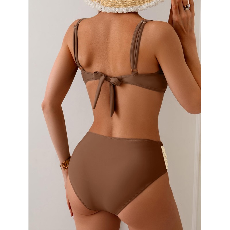 Eomenie Bikini Sets for Women Color Block Two Piece Bathing