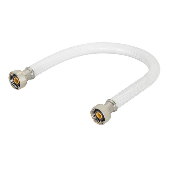 Eastman 1/2 Inch FIP Flexible Faucet Connector, PVC Supply Hose Line with Nickel-Plated Brass Nuts, 16 Inch Length, White, 48901