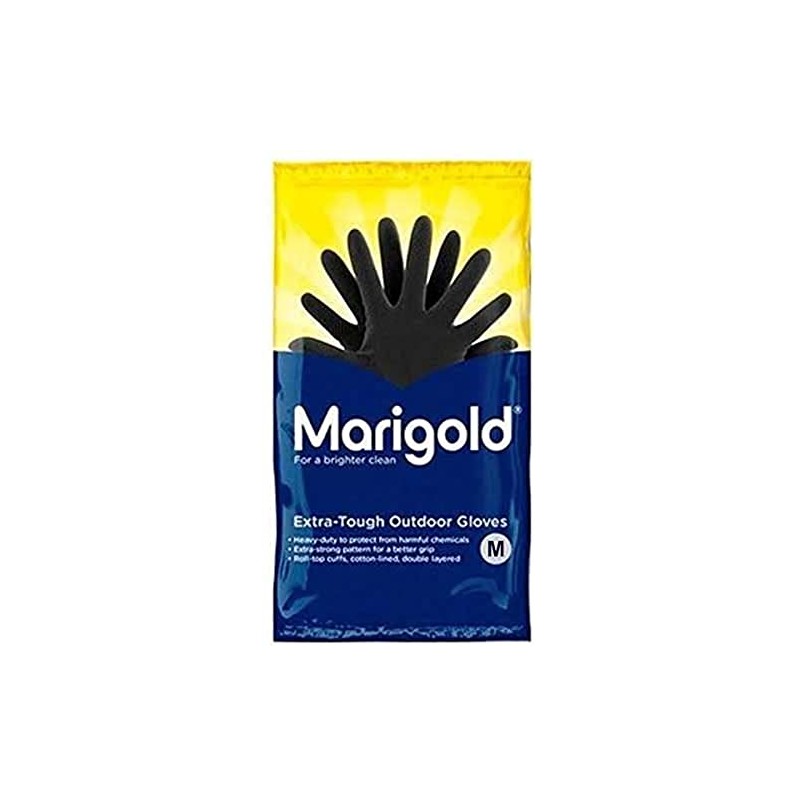 Marigold Unisex Rubber Gloves, Black, XL Pack of 6 UK