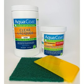 Aqua Coat Water Based Wood Finishing Bundle – Clear Wood Grain Filler Gel, Clear Lacquer Gloss Topcoat, Applicator, Sanding Pad, DIY, Low Odor, Fast Drying, Extreme Clarity, Water Cleanup