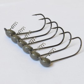 Alichino Multi Size Tungsten Shaky jig Head,Tungsten jig Head for bass (Green Pumpkin, 1/4oz 4/0, 6PCS)