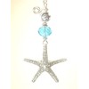 Textured Silvery Starfish with Turquoise Glass Ceiling Fan Pull